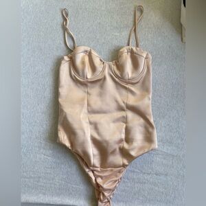 Satin Effect Bustier Bodysuit